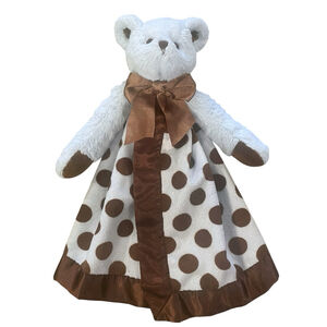 Bearington Baby Teddy Bear Lovey Plush Security Blanket Blue Brown Polka Dots